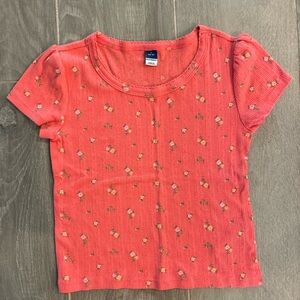 Old Navy Coral Floral Kids Tee
